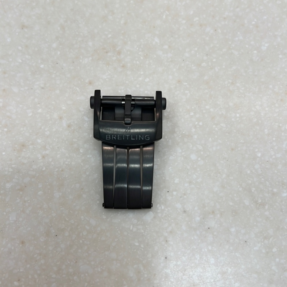 Breitling 18mm DLC coated black steel deployment buckle